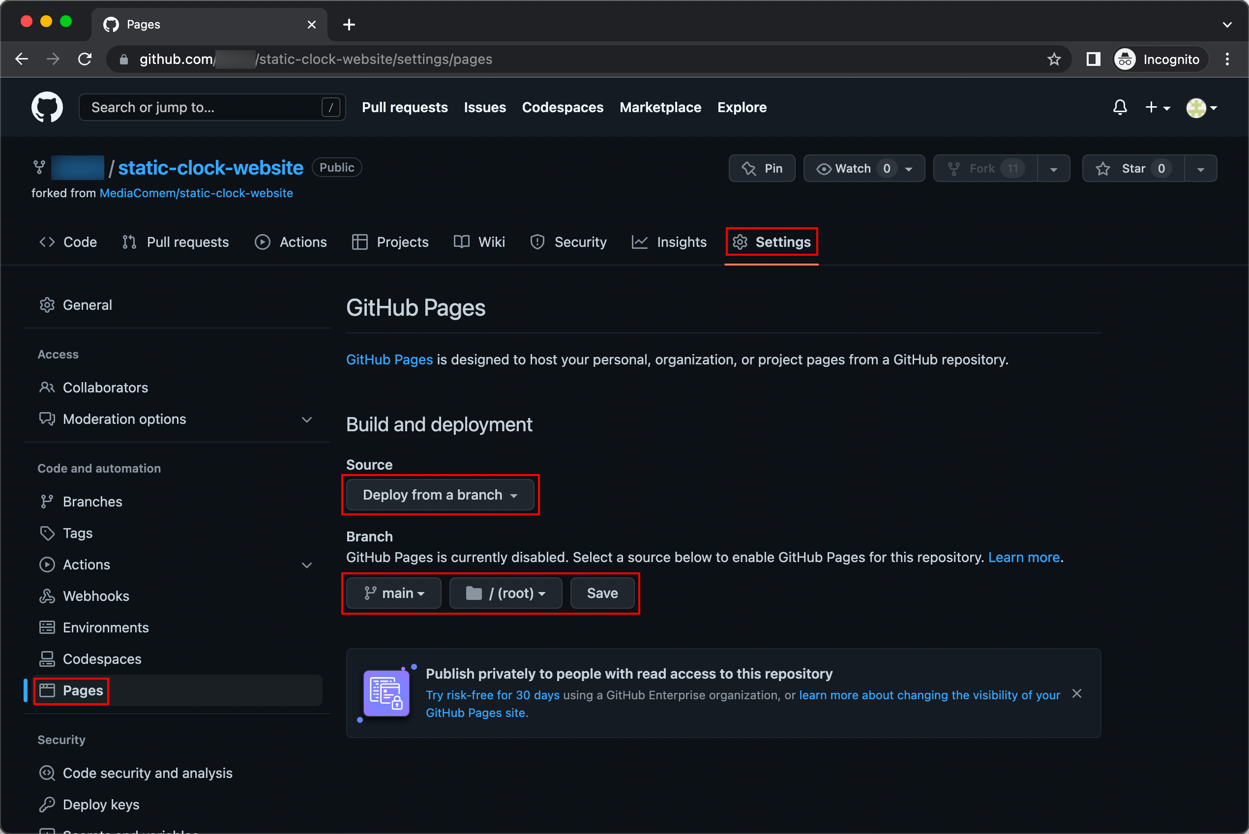 Configure GitHub Pages